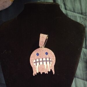 Silver and Blue Smiley Face Pendant